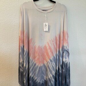 NWT Mud Pie Oversized Tie Dye For Long Sleeve Shirt
